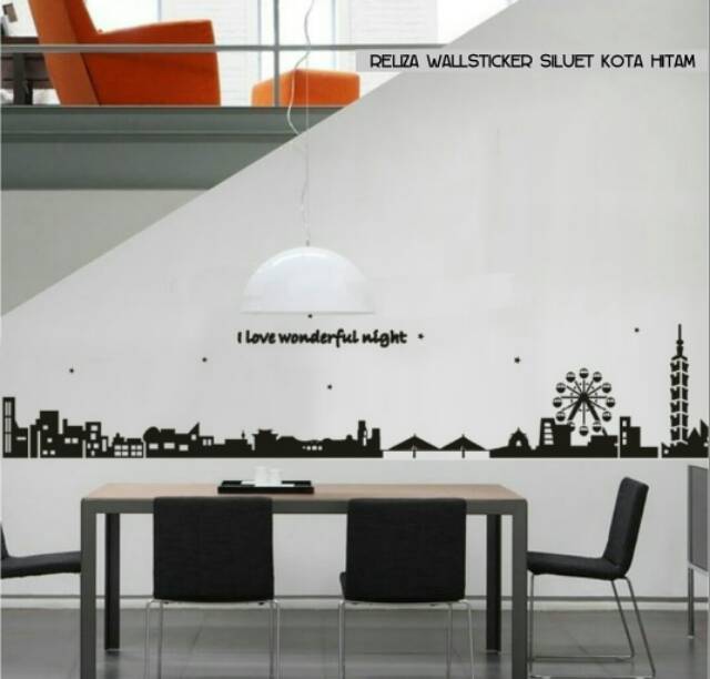 RELIZA WALLSTICKER SILUET KOTA HITAM LONDON I LOVE WONDERFUL NIGHT SILHOUTTE CITY HOME DECOR DINDING