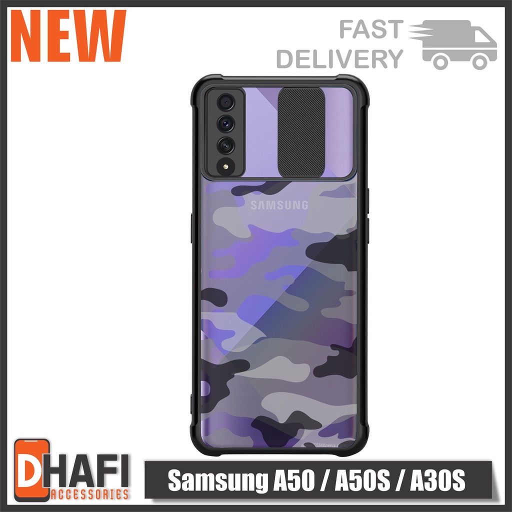 Case Samsung A50 / A50s / A30s Softcase Slide Army Camera Protect Cover Slide Armor Bumper