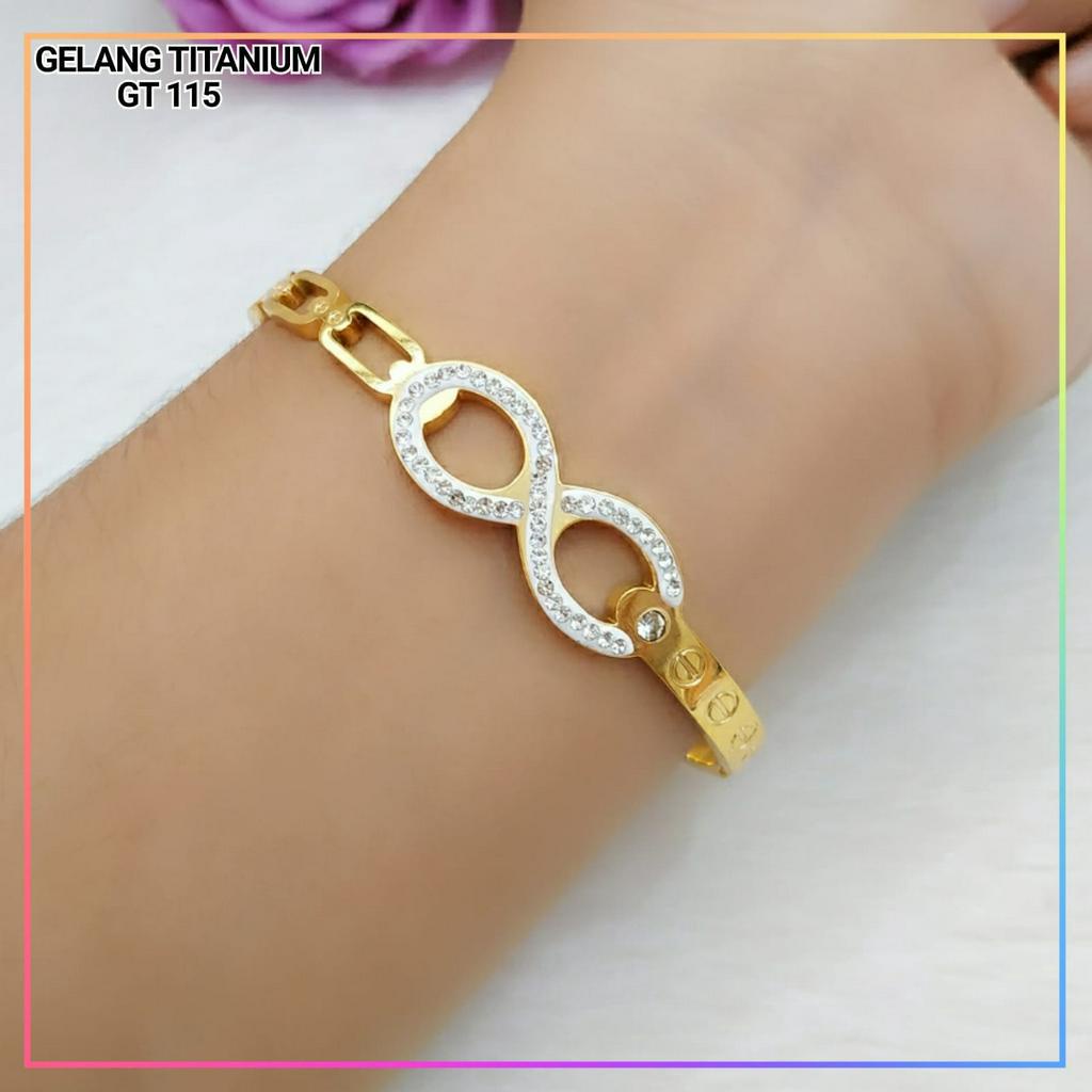 Gelang titanium/stainless steel Gelang Bangkok Infiniti Gold Perhiasan Anti Karat GT 115