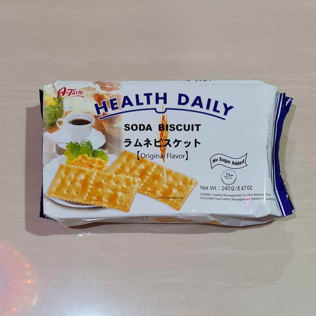 Health Daily Soda Biscuit Original Flavor No Sugar Added 240 Gram