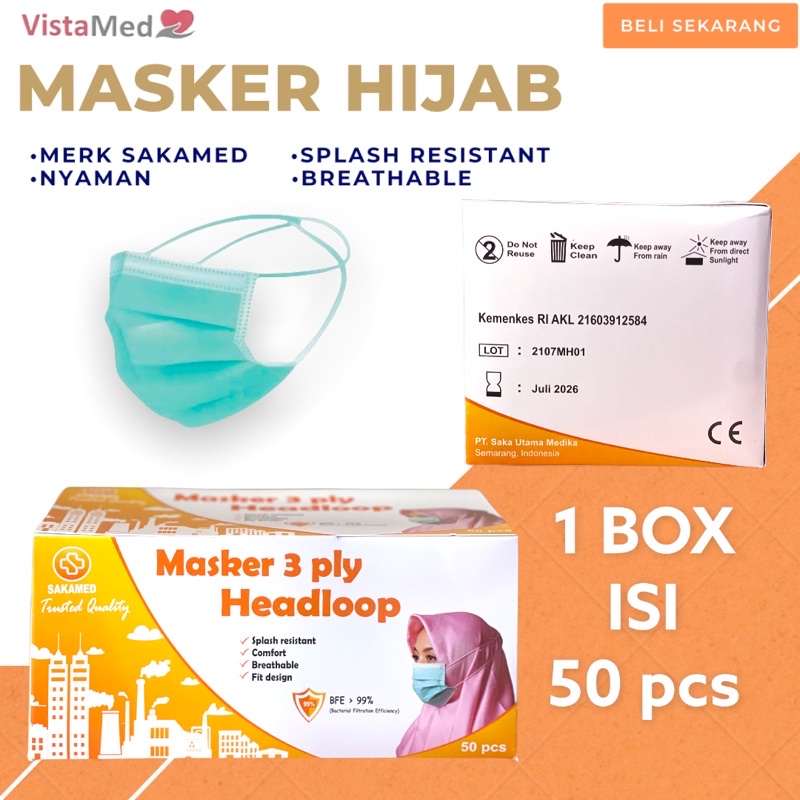 MASKER 3 ply HEADLOOP SAKAMED BFE 99%