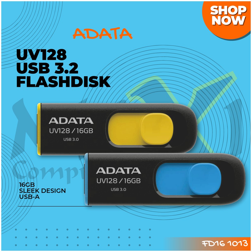 Adata UV128 16GB USB 3.2 Gen1 Sleek Design USB Flash Drive Flashdisk