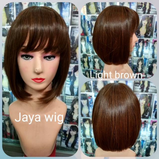 Wig Bob Pendek Rambut Palsu Wanita lurus Pendek