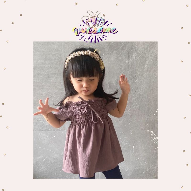 Atasan Sabrina Anak Korean Style/ Blouse Anak Korea Cewek/ Baju Anak Perempuan