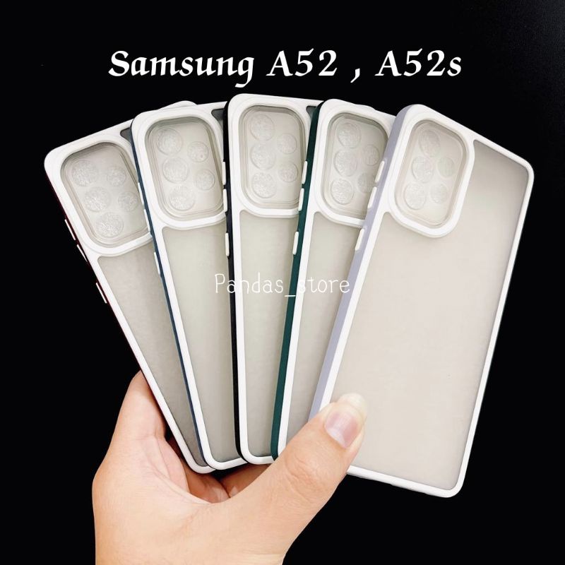 Pro Hybird Samsung A52 , A52s 5G Softcase Halus dan Elegan / Pinggiran Garis Putih Keren (Pandas)