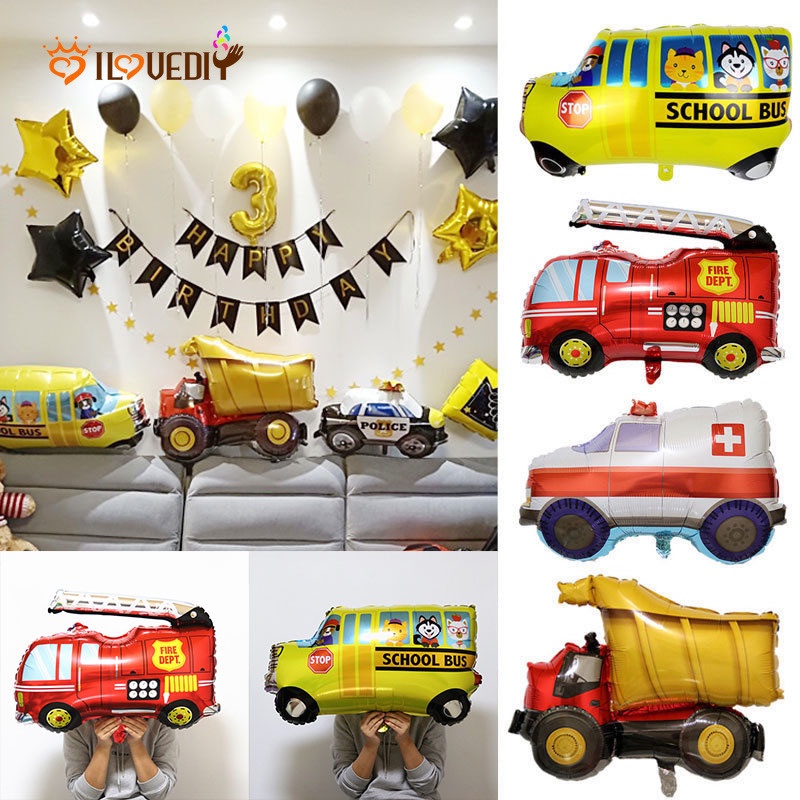 1 Pc Balon Aluminum Foil Desain Tank Truk Ambulans Untuk Dekorasi Pesta Ulang Tahun Anak