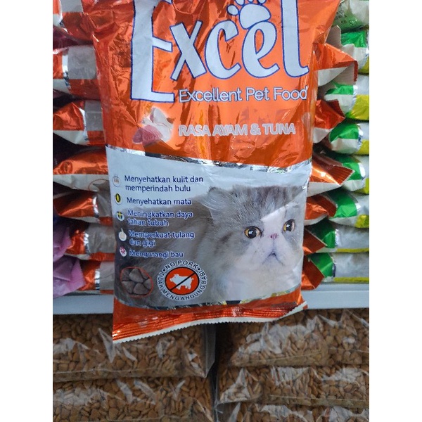 (paket 5kg) Makanan Kucing Excel Repack 5Kg- Bentuk Segitiga