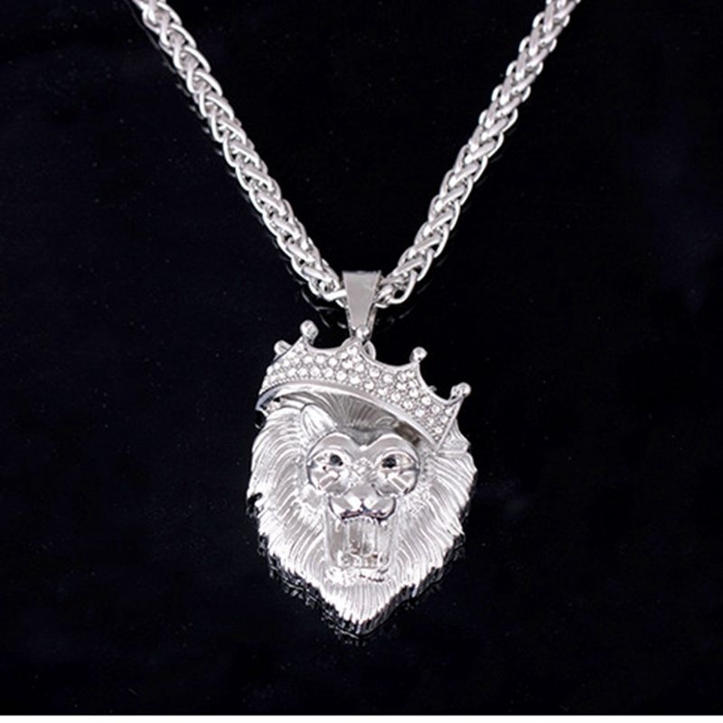 Fashion Pria Titanium Steel Lion Head Pendant Kalung