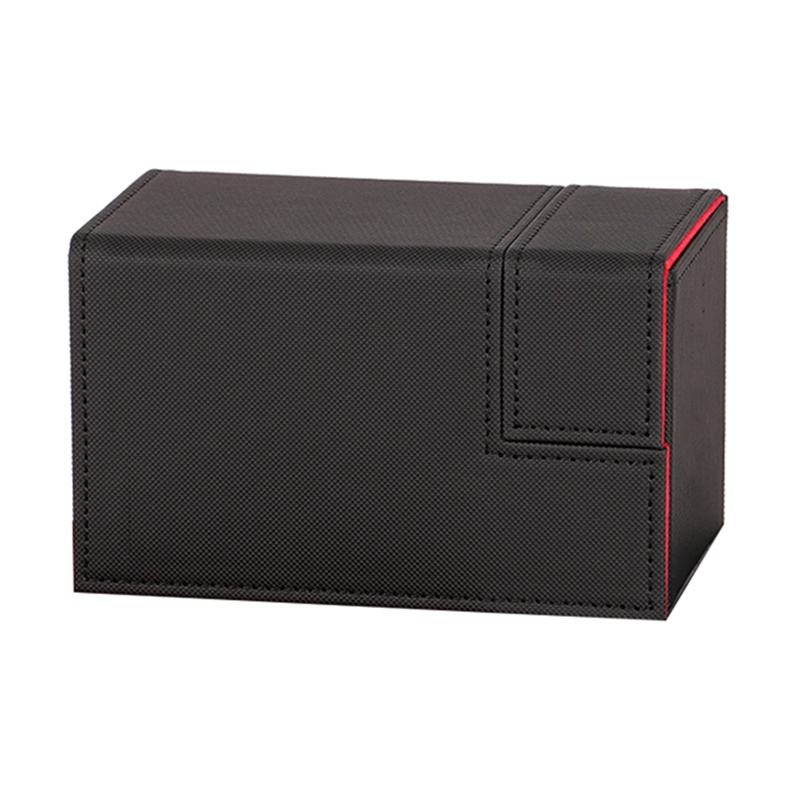 Ultra 100+Cards Deck Box Leather Board Games Cards Deck Case for Magical All the Cards Keyforge,Black Red