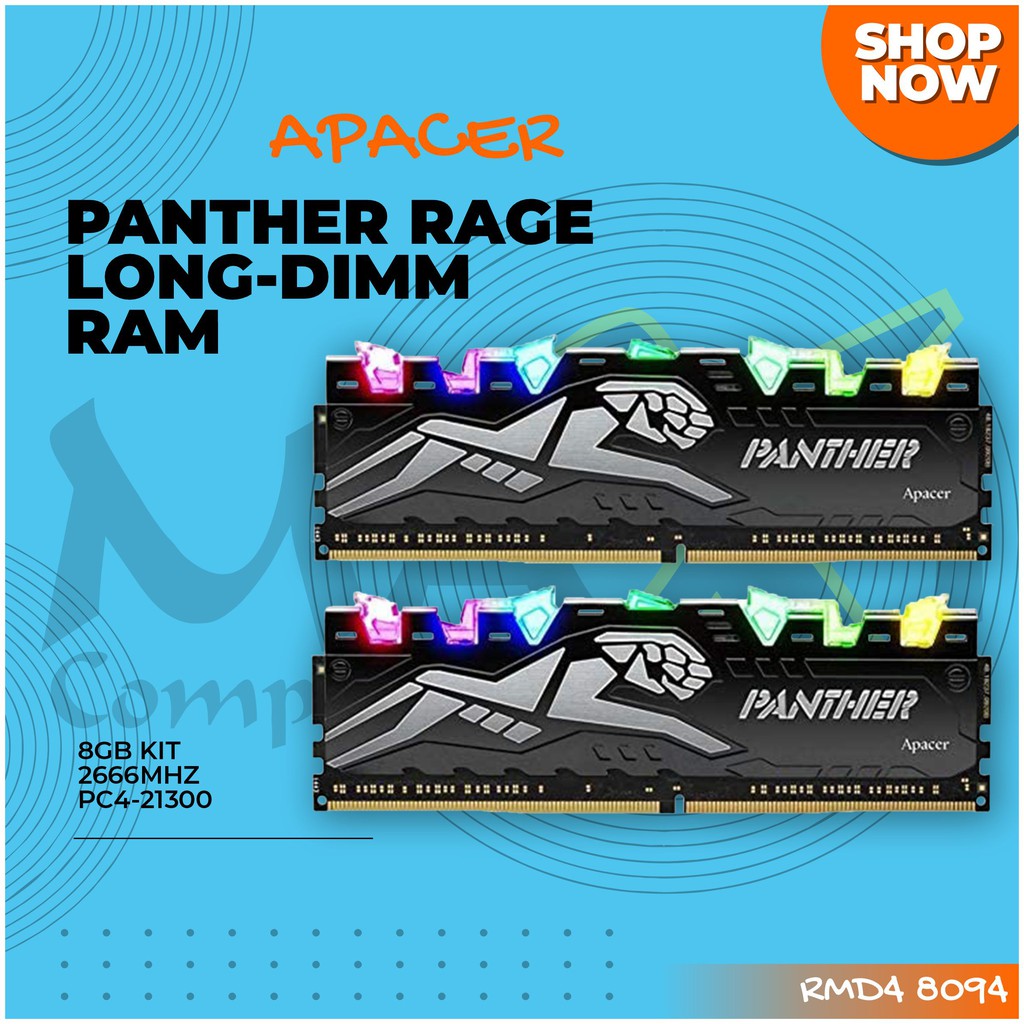 MEMORY RAM 8GB Kit Apacer Phanter DDR4 RGB 2666MHz Heatspreader Lifetime Box