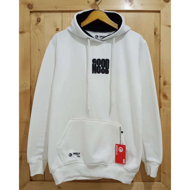 Jaket Hoodie white BASAR style hoodie distro original branded GOOD MOOD