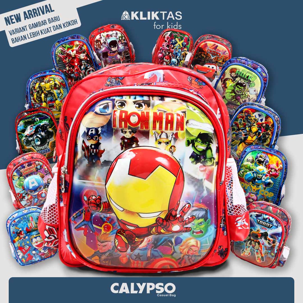 [KLIKTAS] Tas Ransel Anak Laki TK / Paud Kartun Calypso 3711 / Backpack Sekolah karakter superhero pahlawan