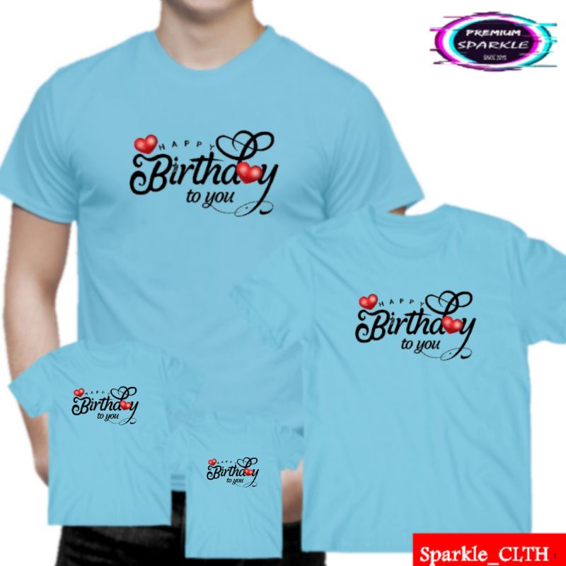Kaos ulang tahun couple family anak dan dewasa Free Nama - Kystore