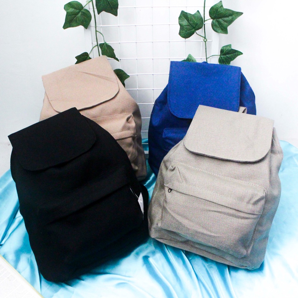 (TGS OLSHOP) -&gt; Tas Ransel Fashion Serut Wanita Kerja Kanvas Polos Murah