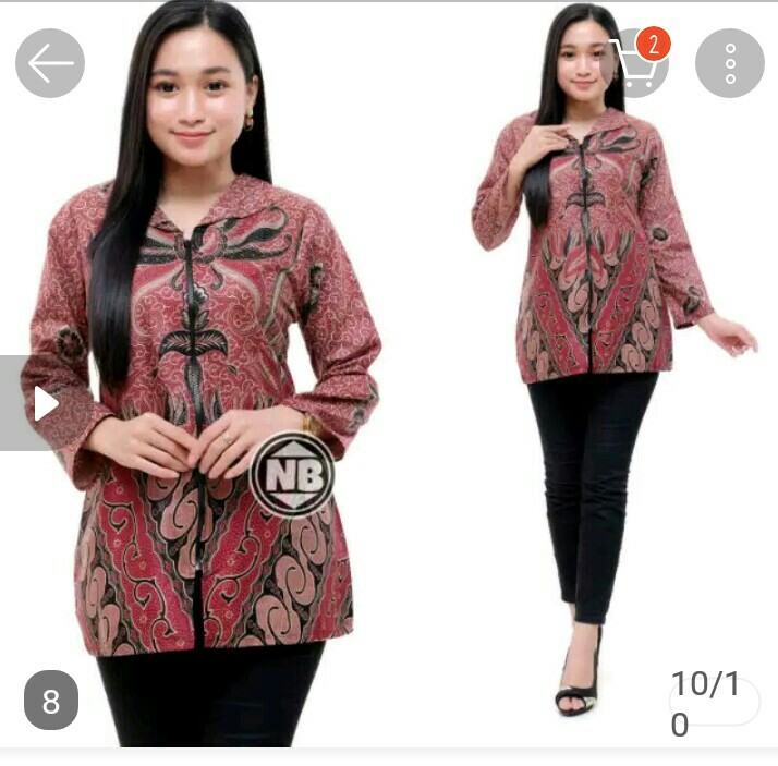 Tey-17 Batik Wanita Asj Sa Hrb026 Kenongo Kemeja Tosca Pendek