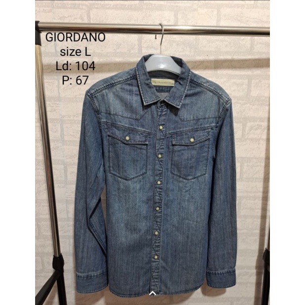 2pcs Kemeja GIORDANO Denim size L Flanel LEE