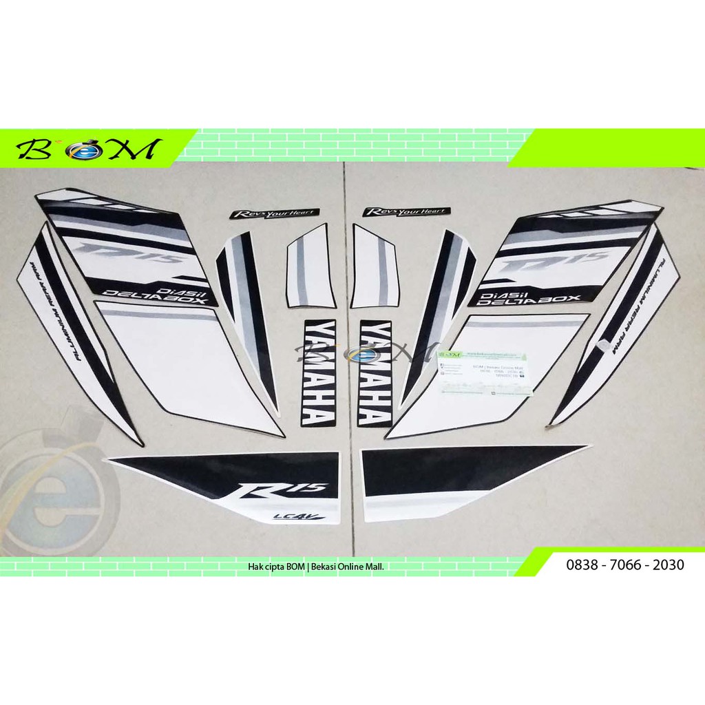 Striping Stiker Sticker Yamaha YZF R15 V2 V2.0 2014 Hitam black Putih