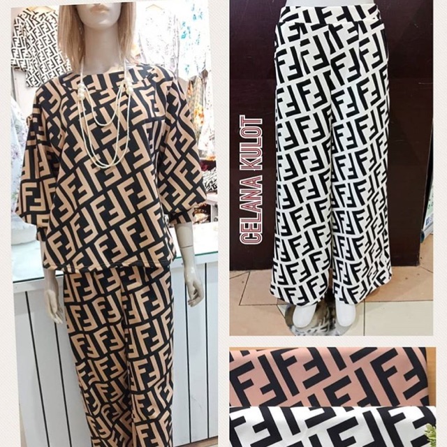 Celana kulot motif F