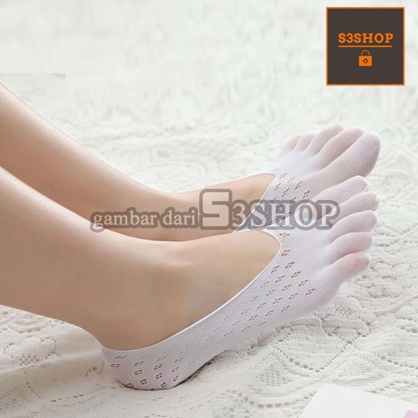 Kaos Kaki 5 Jari Invisible Hidden Socks Wanita Anti Slip Lecet Gel