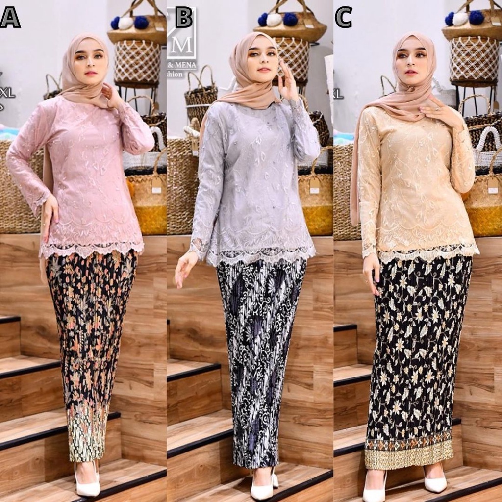 Setelan Kebaya Modern Tulle Andina Aneka Pilihan Warna