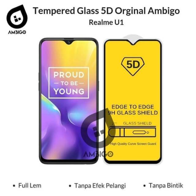 TEMPERED GLASS FULL LEM 6D REALME U1 BLACK WHITE