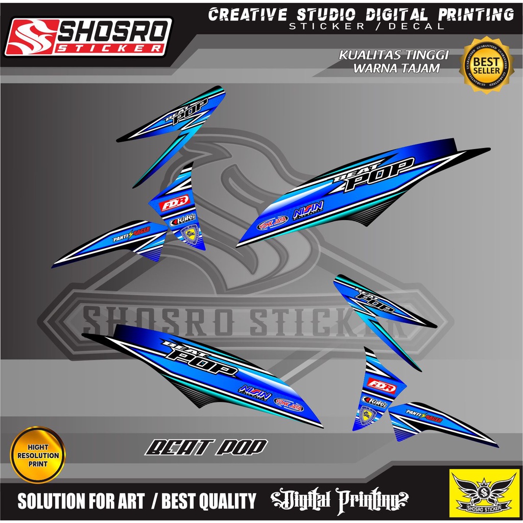 STIKER BEAT POP VARIASI MOTIF STRIPING RACING MOTOR BEAT POP UNIVERSAL VARIASI STIKER