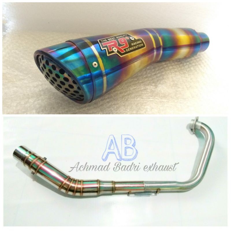 knalpot r9 h2 pelangi untuk vixion r15 cbr150r cb150r satria fu mx sonic byson GSX150 megapro dll