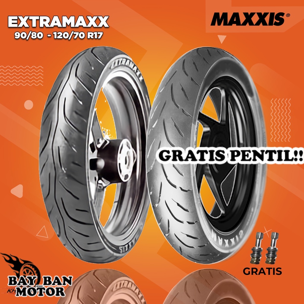 Paket Ban Motor Moge // MAXXIS EXTRAMAXX 90/80 - 120/70 Ring 17 Tubeless ban motor tubles ring 17 tubles