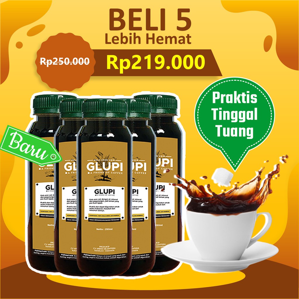 

[Paket 5 Botol Glupi] Brown Sugar Cair Gula Aren Organic Untuk Boba