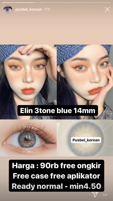 Softlens eos elin 3 tone light gray brown blue original korea