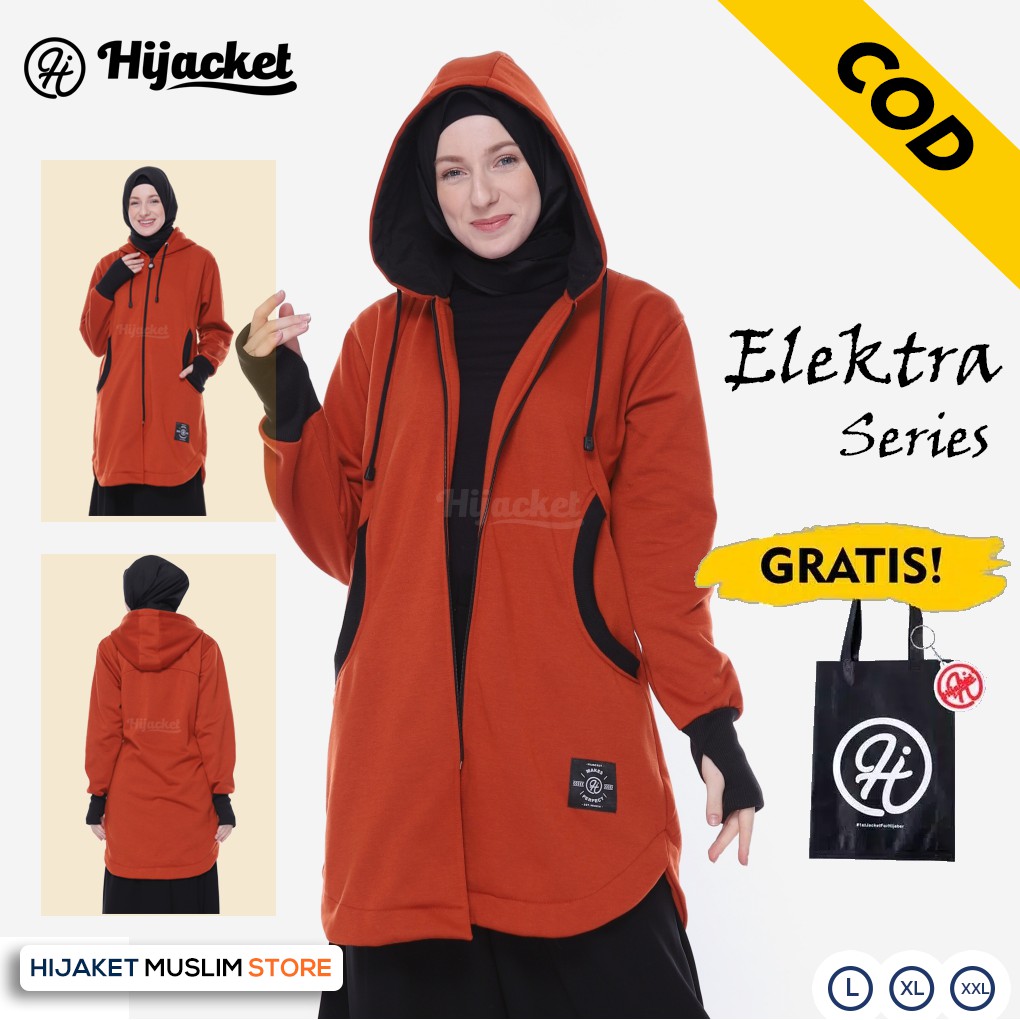 Jaket Wanita Hijacket Elektra Original Hijab Muslimah Pakaian Wanita Syari Trendy-TERACOTTA