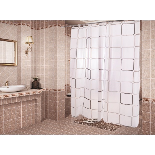 Tirai Shower / Tirai Kamar Mandi / Tirai / Tirai Kamar Mandi Anti Air / Tirai Dilengkapi Pengait
