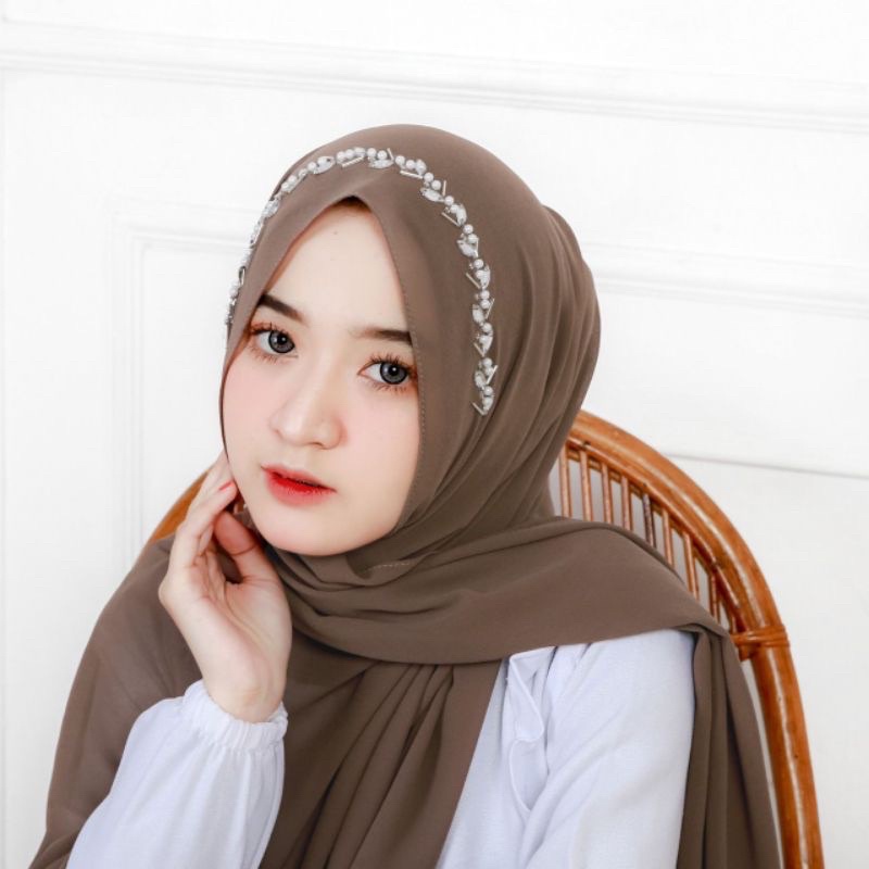 Pashmina Bando Payet Mutiara / Pasmina Payet Ceruty 175 cm