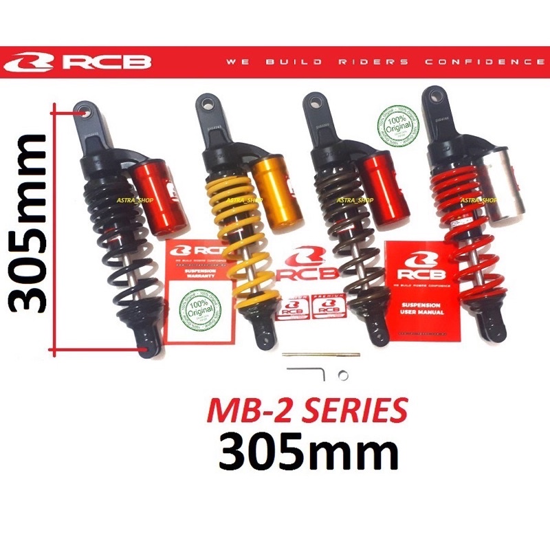 (PROMO) Shockbreaker Tabung RCB MB-2 Original 100% 305mm &amp; 330mm , Mio, Vario 110, 125, 150, Scoopy, Xeon, Fino, Spacy, Skydrive, Spin, Nex, Soul, M3, GT125, Xride, Dll , Shock Malaysia Racing Boy