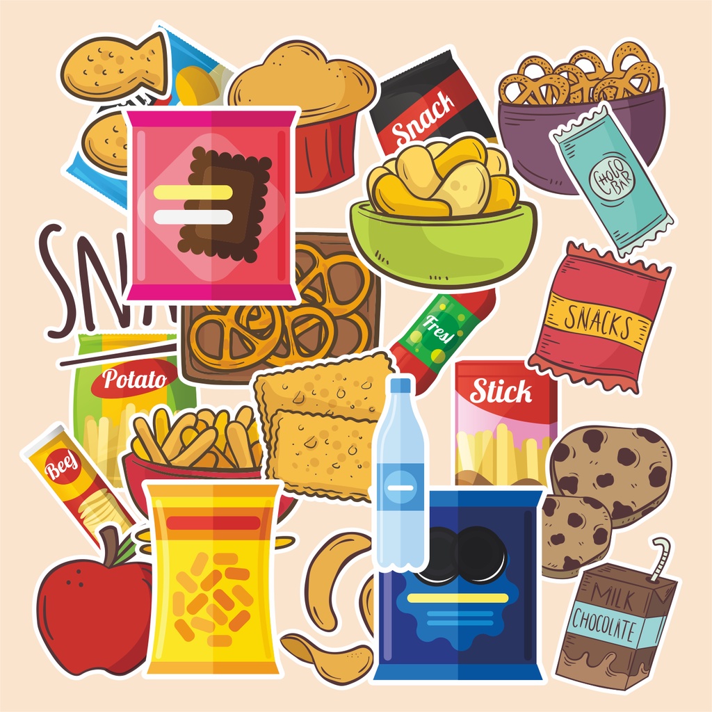 

(random)cetak stiker satuan murah tema SNACK