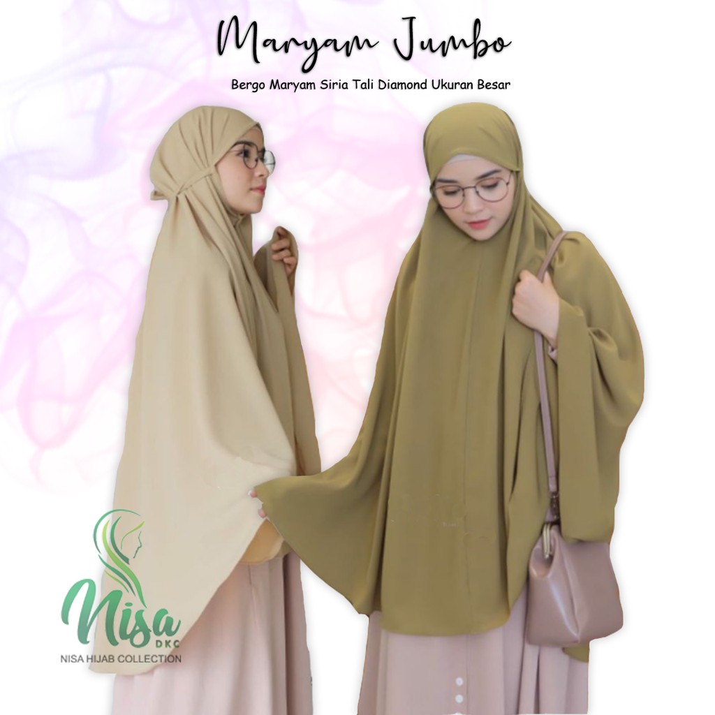 Khimar Aisyah Jumbo Jilbab Maryam Thalita Siria Tali Diamond Crep