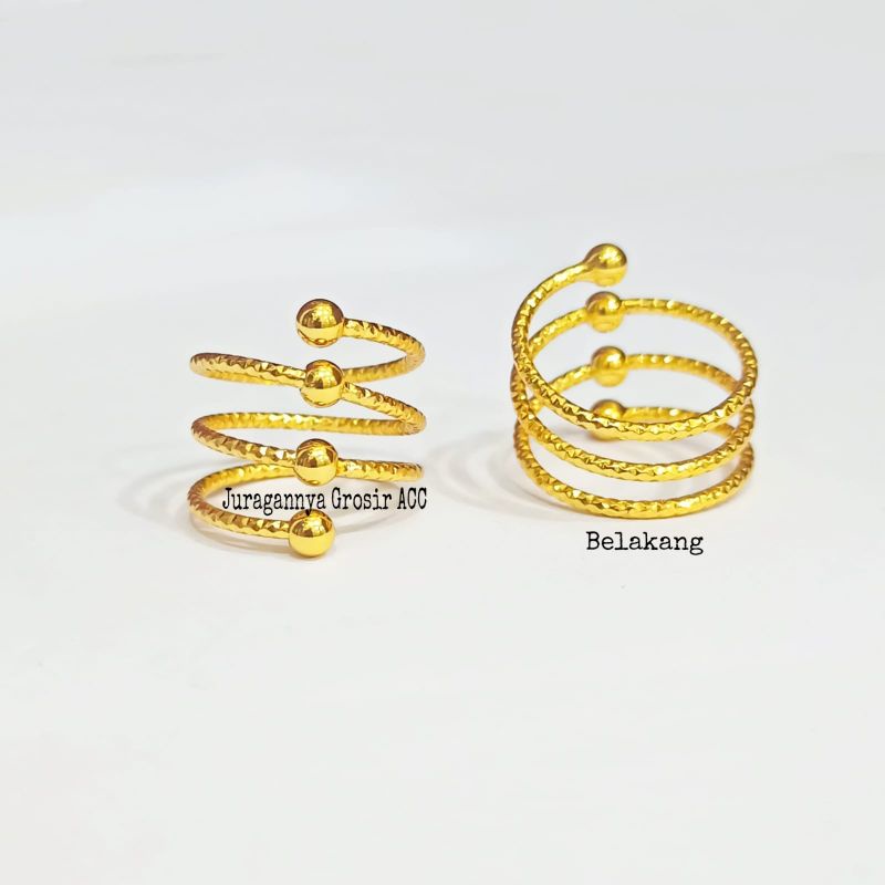 Cincin TITANIUM Wanita Flexible Spiral Bola Perhiasan Wanita Trending Anti Karat