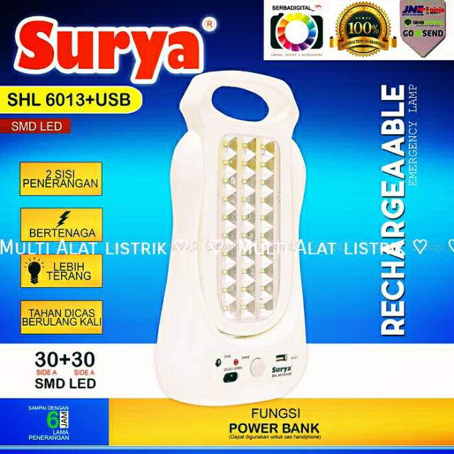 SURYA Lampu Darurat Emergency 60 SMD LED SHL 6013 USB