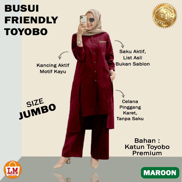 TERMURAH TERLARIS [ COD &amp; Gratis Ongkir ] Setelan Baju &amp; Celana Wanita Menyusui BUSUI FRIENDLY JUMBO Bahan Katun Toyobo Premium TERBARU LMS 26782 26786 26790