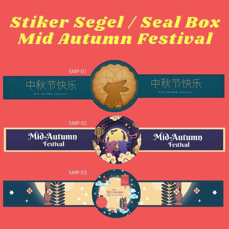 

[mp90] 18pcs Stiker Hampers Mid Autumn Festival Stiker Seal box panjang Label Segel Kemasan Custom