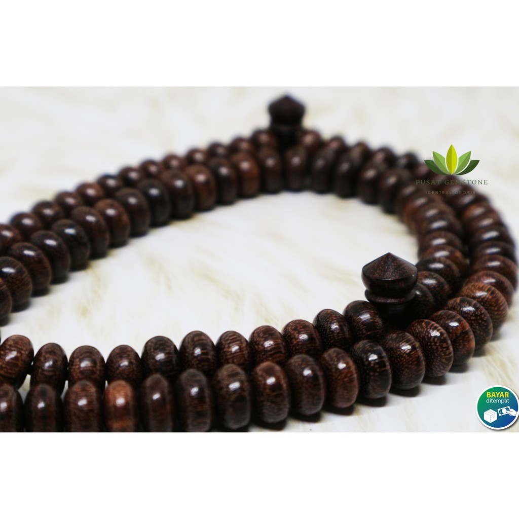 Tasbih Kayu Galih Asem Natural Asli Alam Motif Gepeng