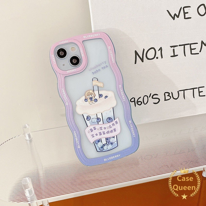 Casing VIVO Y36 Y02 Y15 Y12i Y21 Y21A Y33s Y21s Y12 Y20 Y21T Y33T Y20s G Y11s T1X Y11 Y12s Y20G Y12A Pink Milk Tea Fresh Sparkling Water Wave Frame Shockproof Bumper Soft Cover