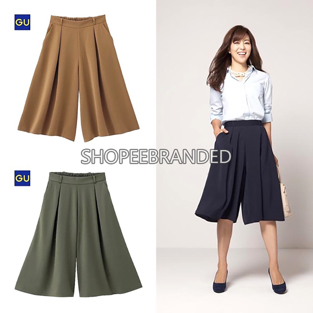 Celana Kulot GU by Uniqlo Women Drape Gaucho Pants Pendek