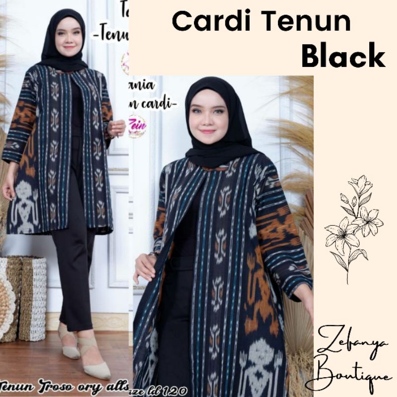 CARDI TENUN BLACK - CARDI TENUN IKAT JEPARA - ATASAN TENUN - BAJU TENUN - BOLERO TENUN