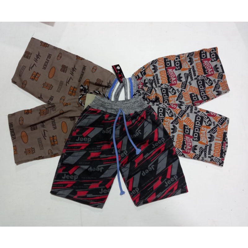 Celana pendek rib motif printing untuk anak usia 5 sampai 8 tahun/celana harian terbaru anak laki-laki untuk santai dan bermain