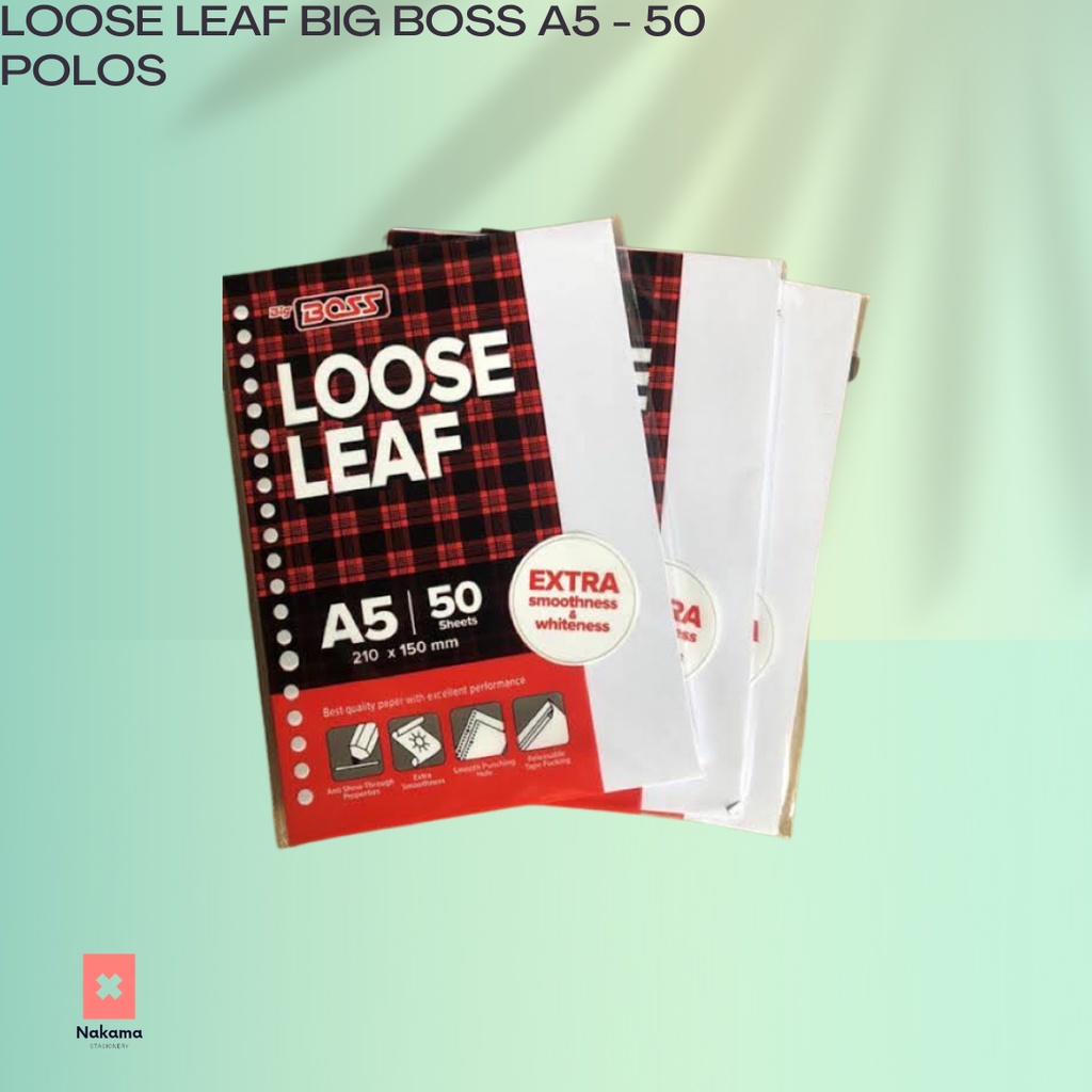 

Big Boss Loose Leaf / Isi Kertas File Binder A5 Plain / Polos Isi 50