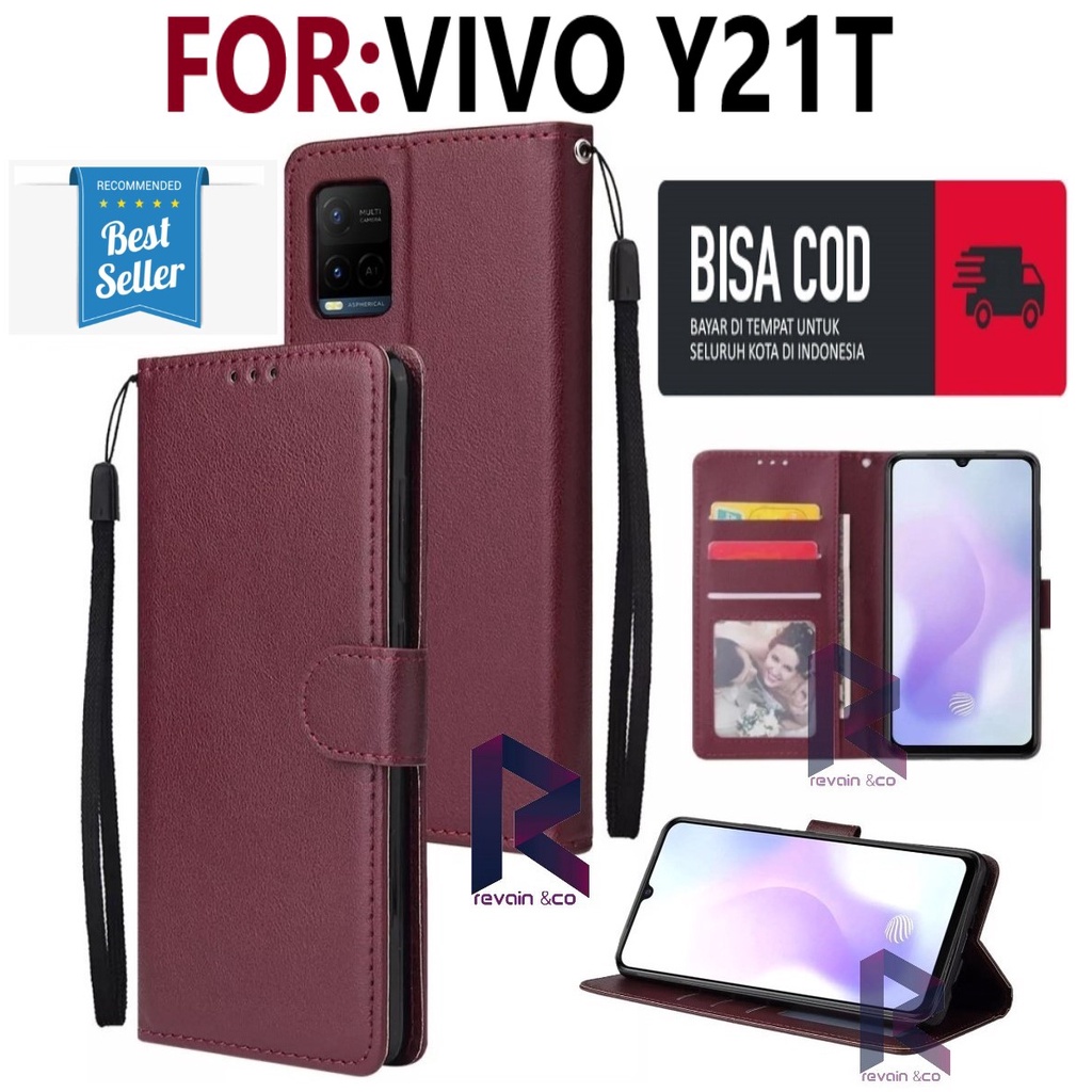 NEW VIVO Y21T CASE FLIP WALLET LEATHER KULIT PREMIUM SARUNG BUKA TUTUP FLIP CASE VIVO Y21T