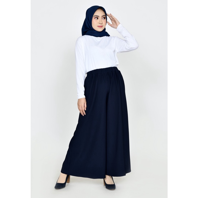Celana Panjang Kulot wanita fit XXL ZAHRA SIGNATURE Kulot Spandex Winnie-NAVY