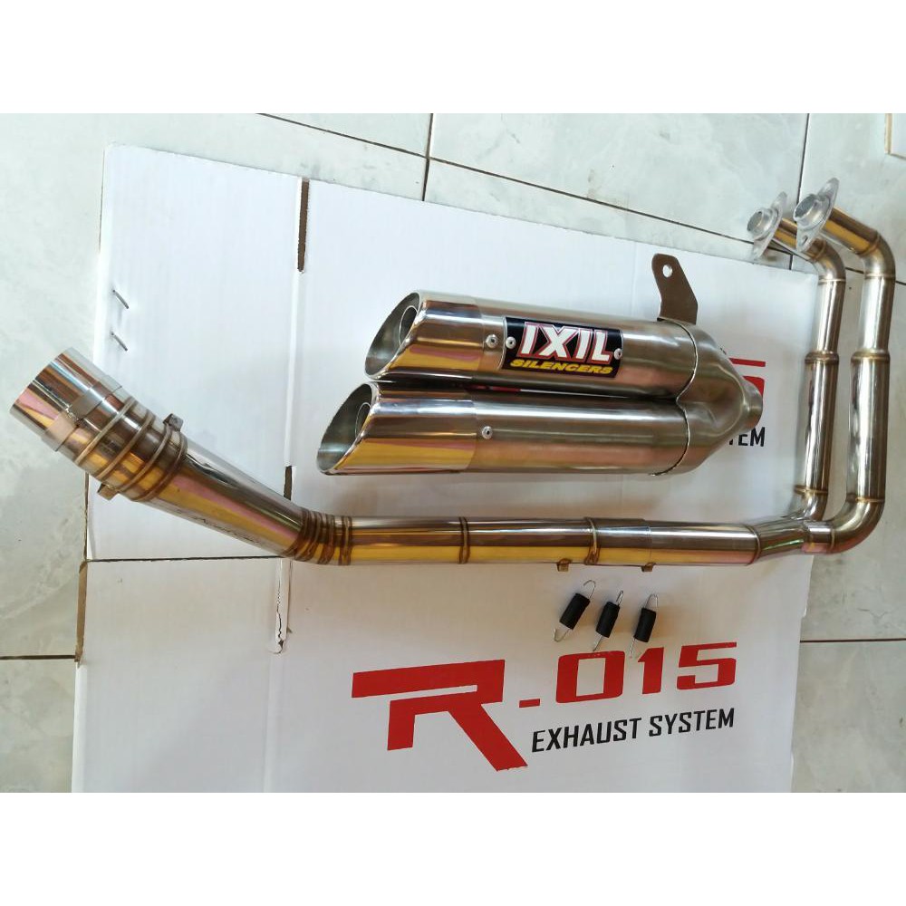 Knalpot Racing IXIL Double Slincer Titan Full System - Set Kawasaki Ninja 250 FI - Karbu - Z250 PNP