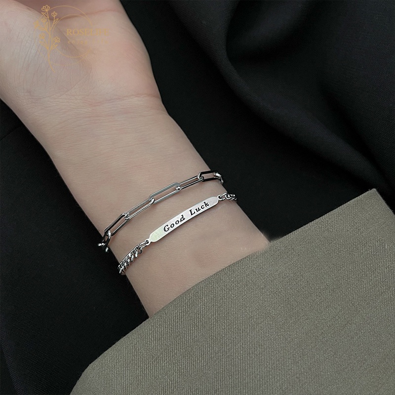 Roselife Gelang Tangan Rantai Titanium Steel Untuk Pasanganpriawanita